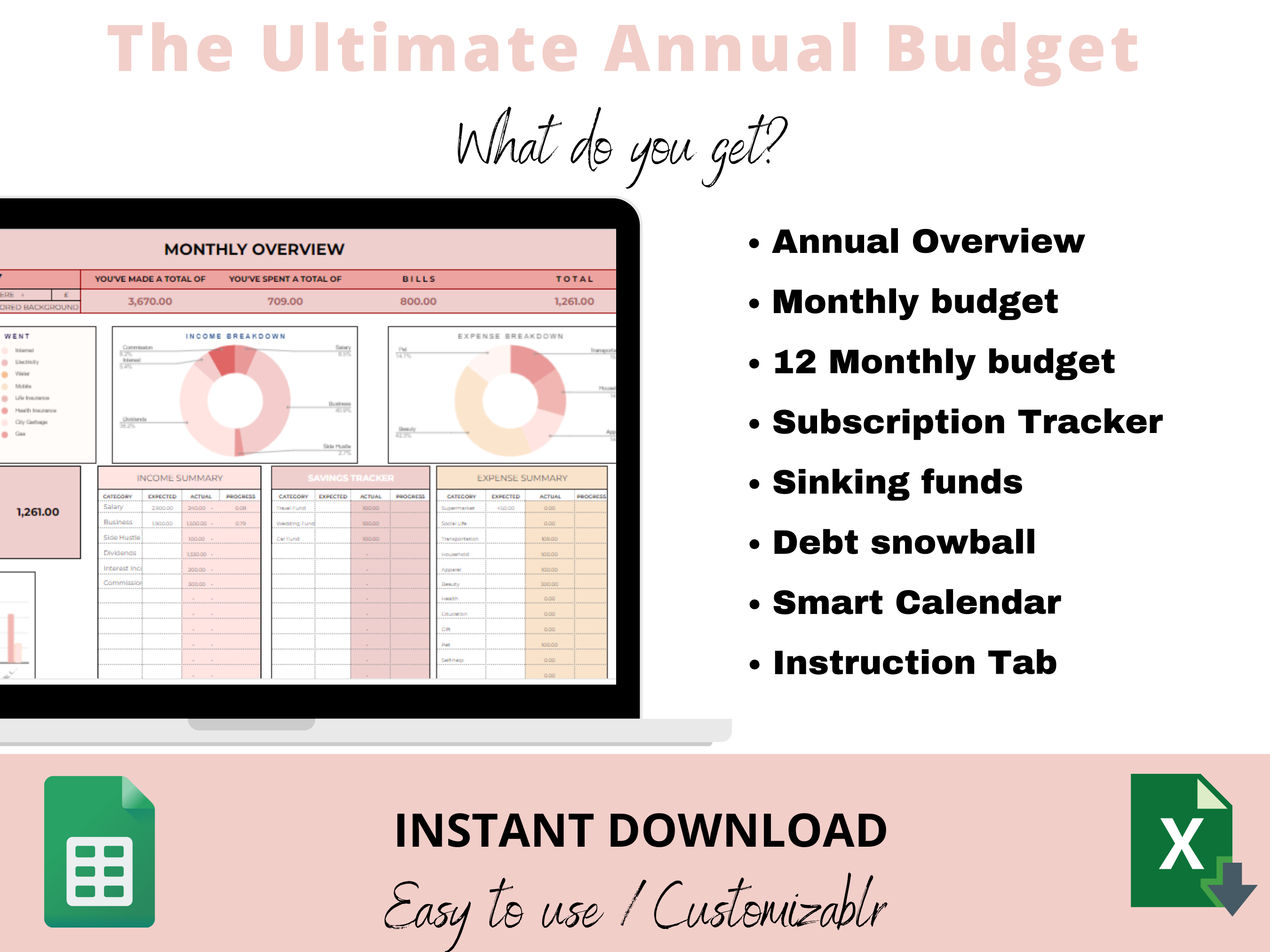 Annual Budget Spreadsheet Template for Google Sheets